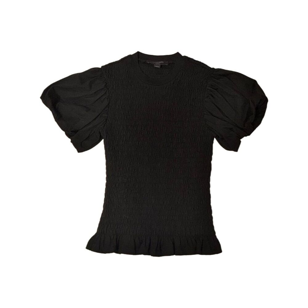 all saints black balloon sleeve top